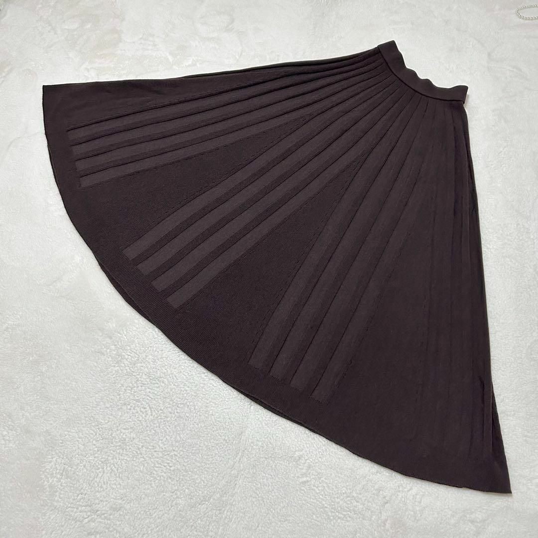 ATON(エイトン)のATON エイトン　SLOW WOOL リブフレアスカート　ブラウン　サイズ2 レディースのスカート(ロングスカート)の商品写真