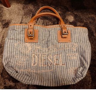 ディーゼル(DIESEL)のディーゼル DIESEL バッグ トート ハンド ロゴ ストライプ 紺 ネイビー(トートバッグ)