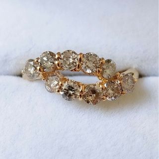 ブラウンダイヤモンド ウェーブ リング K18YG 1.00ct 2.7g(リング(指輪))