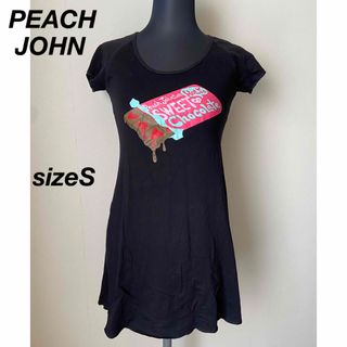 ピーチジョン(PEACH JOHN)の【PeachJohn】Tシャツワンピース【黒S】(ミニワンピース)