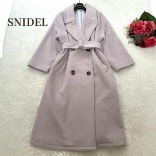 スナイデル(SNIDEL)のSNIDEL✨ロングコート　ウエストマーク　ドロップショルダー　ラベンダー　0(ロングコート)