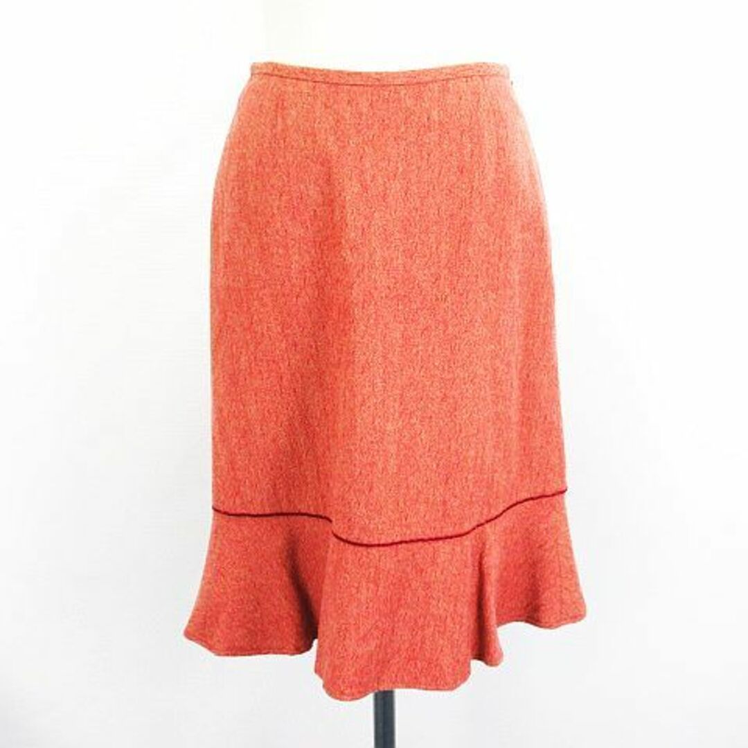 MK MICHEL KLEIN(エムケーミッシェルクラン)のMK KLEIN+ スカート ミモレ丈 マーメイド ウール混 40 オレンジ系 レディースのスカート(ひざ丈スカート)の商品写真
