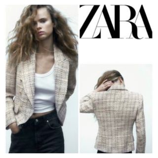 ザラ(ZARA)のzara テクスチャードダブルブレストブレザージャケット(テーラードジャケット)