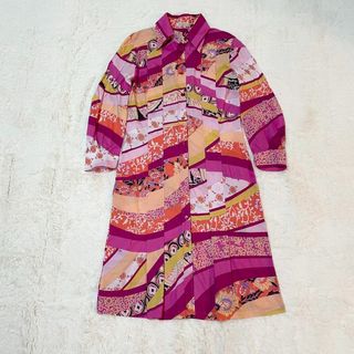 未使用級 ETRO カシュクール ロングワンピース ドレス ペイズリー柄 黒紫