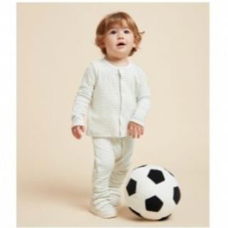 プチバトー(PETIT BATEAU)のプチバトー] チュビック カーディガン& パンツセット  ２点セット　ボーダー(カーディガン/ボレロ)