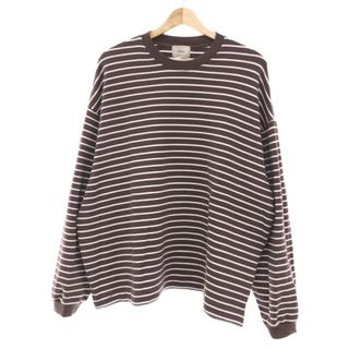 EVCON エビコン 22SS BORDER L/S WIDE T-SHIRT ボーダーロングスリーブカットソー ブラウン ホワイト 2 221-91106(Tシャツ/カットソー(七分/長袖))