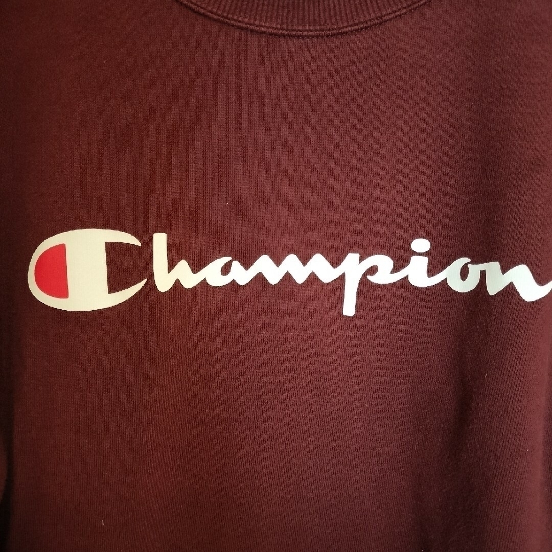 【中古】Champion　トレーナー　シンプルデザイン　ボルドー　Sサイズ メンズのトップス(スウェット)の商品写真