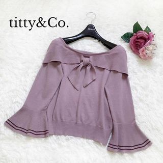 ティティアンドコー(titty&co)のtitty&Co. ティティアンドコー セーラーカラー ボウタイニット パープル(ニット/セーター)