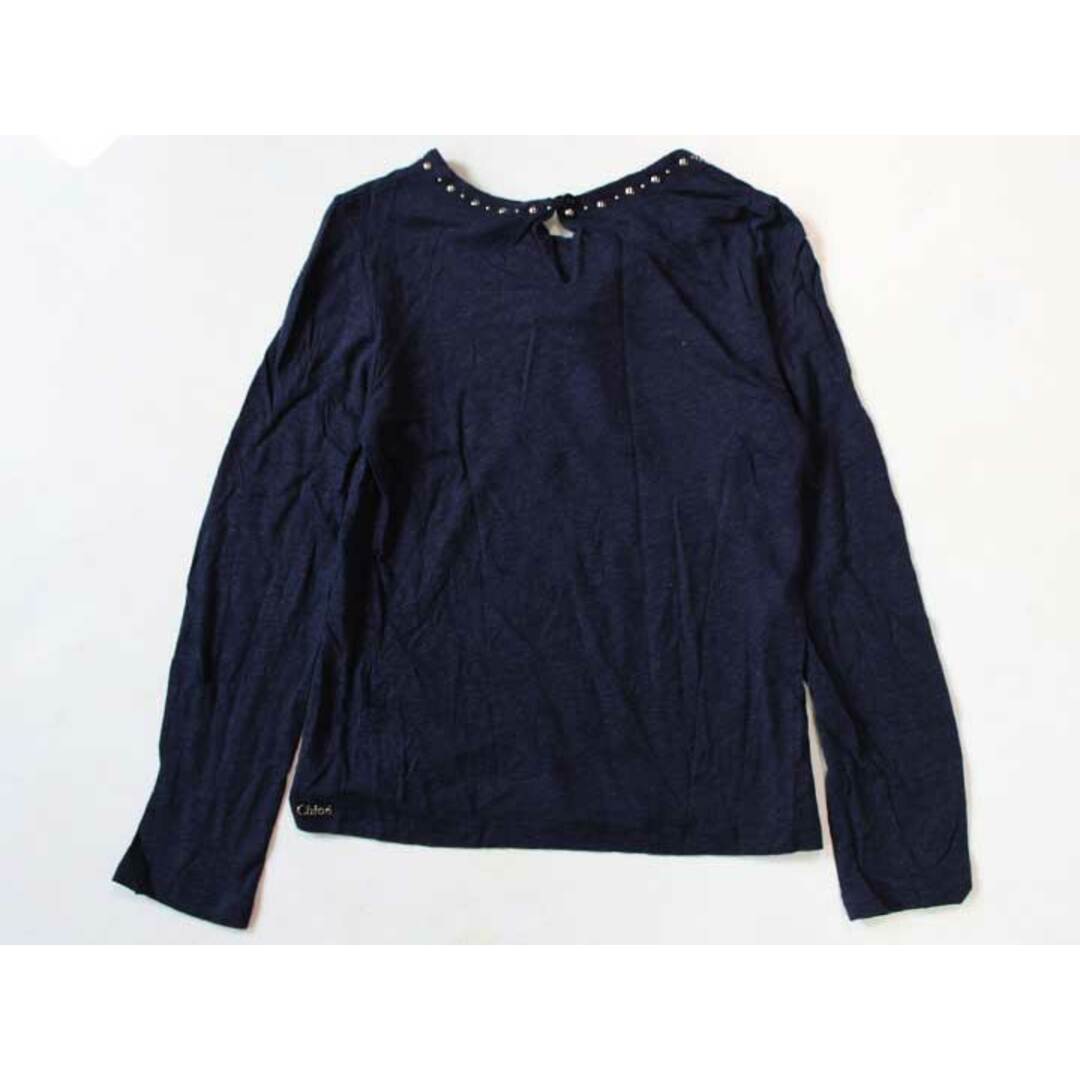 Chloe(クロエ)の☆クロエ/Chloe☆130cm 長袖Tシャツ/長袖カットソー/ロンT 紺 麻混 【中古】子供服 キッズ kids 女の子 春 413032 キッズ/ベビー/マタニティのキッズ服女の子用(90cm~)(Tシャツ/カットソー)の商品写真