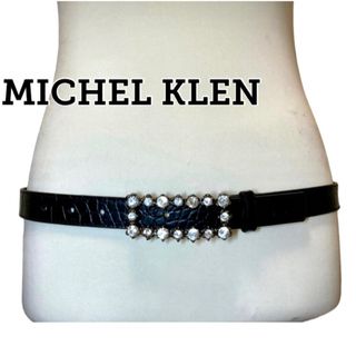 エムケーミッシェルクラン(MK MICHEL KLEIN)のMICHELKLEN ブラック クリスタル ストーン  ベルト ミッシェルクラン(ベルト)