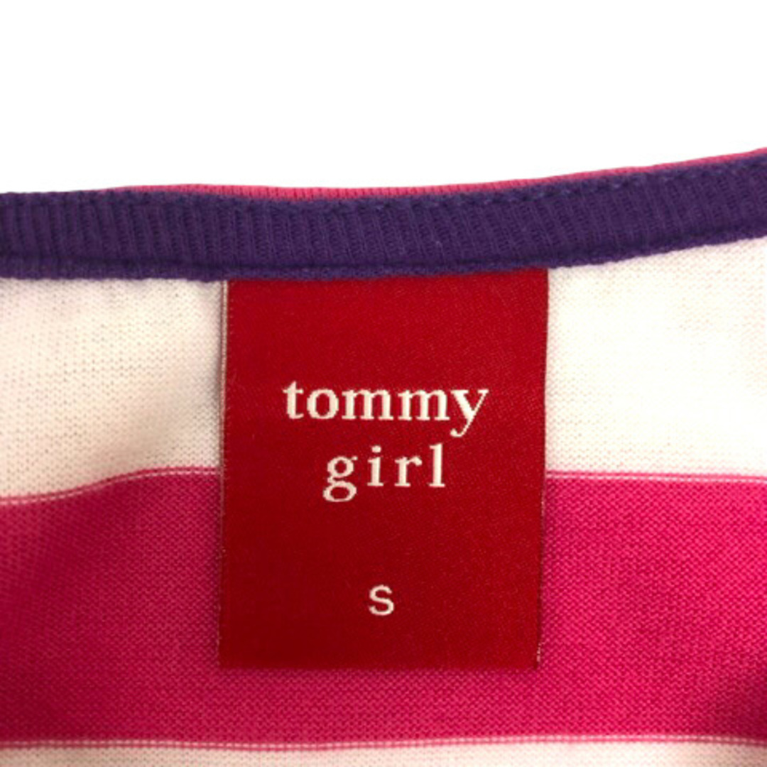 tommy girl(トミーガール)のトミーガール カットソー クルーネック ボーダー 七分袖 S ピンク レディースのトップス(カットソー(長袖/七分))の商品写真