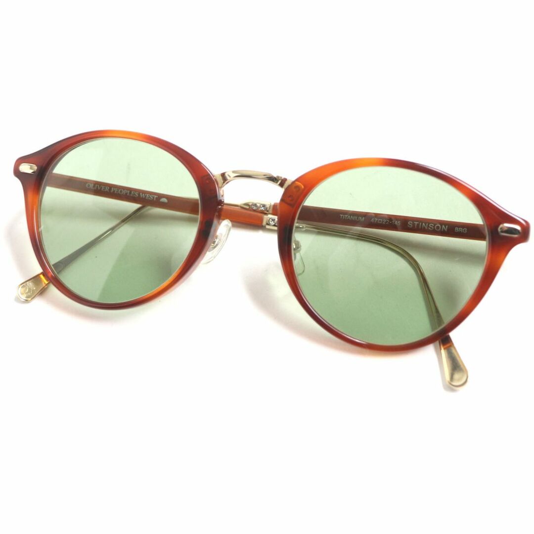 約135cmレンズ美品▼OLIVER PEOPLES WEST オリバーピープル OP-505 STINSON チタニウム マーブル柄 サングラス/アイウェア クリアブラウン 47□22-145