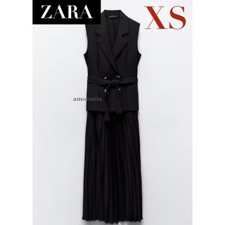 新品未使用　今期　ZARA ワンピース　黒　プリーツ　スカート　秋冬