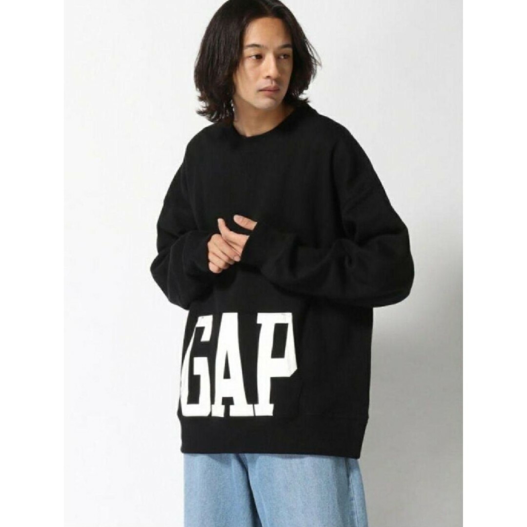 GAP ギャップ ハーフジップ スウェット 刺繍ロゴ 裏起毛 ネイビー XL.