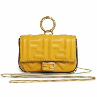 フェンディ(FENDI)のフェンディ ナノ バゲット チャーム チェーン 2WAY ショルダーバッグ 斜め掛け ミニ ポーチ ラムスキン レザー イエロー 黄色 ゴールド金具 7AR844 箱付 FENDI（新品・未使用品）(ショルダーバッグ)