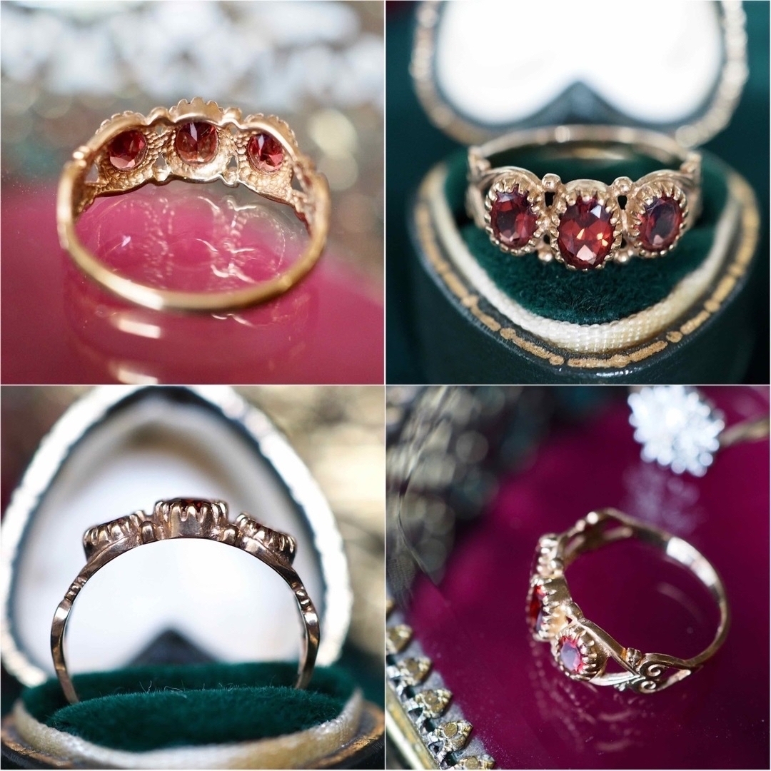 イギリス ヴィンテージリング ガーネット 一文字✴︎ 英国 指輪 アンティーク レディースのアクセサリー(リング(指輪))の商品写真