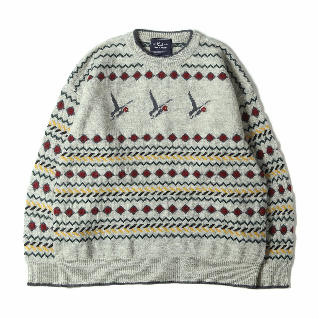 WOOLRICH(ウールリッチ)の美品 WOOLRICH ウールリッチ ニット サイズ:M 近年モデル ノルディック ウールナイロン ニット セーター W0KN0010SA トップス プルオーバー 長袖 ライトグレー マルチカラー【メンズ】【中古】 メンズのトップス(ニット/セーター)の商品写真