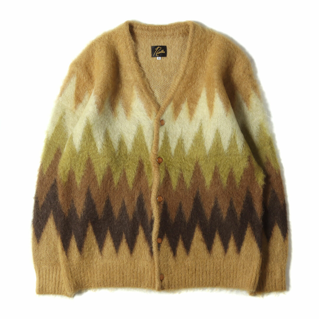 美品 NEEDLES ニードルズ カディガン サイズ:S 22AW ジグザグ デザイン モヘア ニット カディガン Mohair Cardigan Zigzag LQ274 トップス セーター トープ 日本製 ブランド【メンズ】