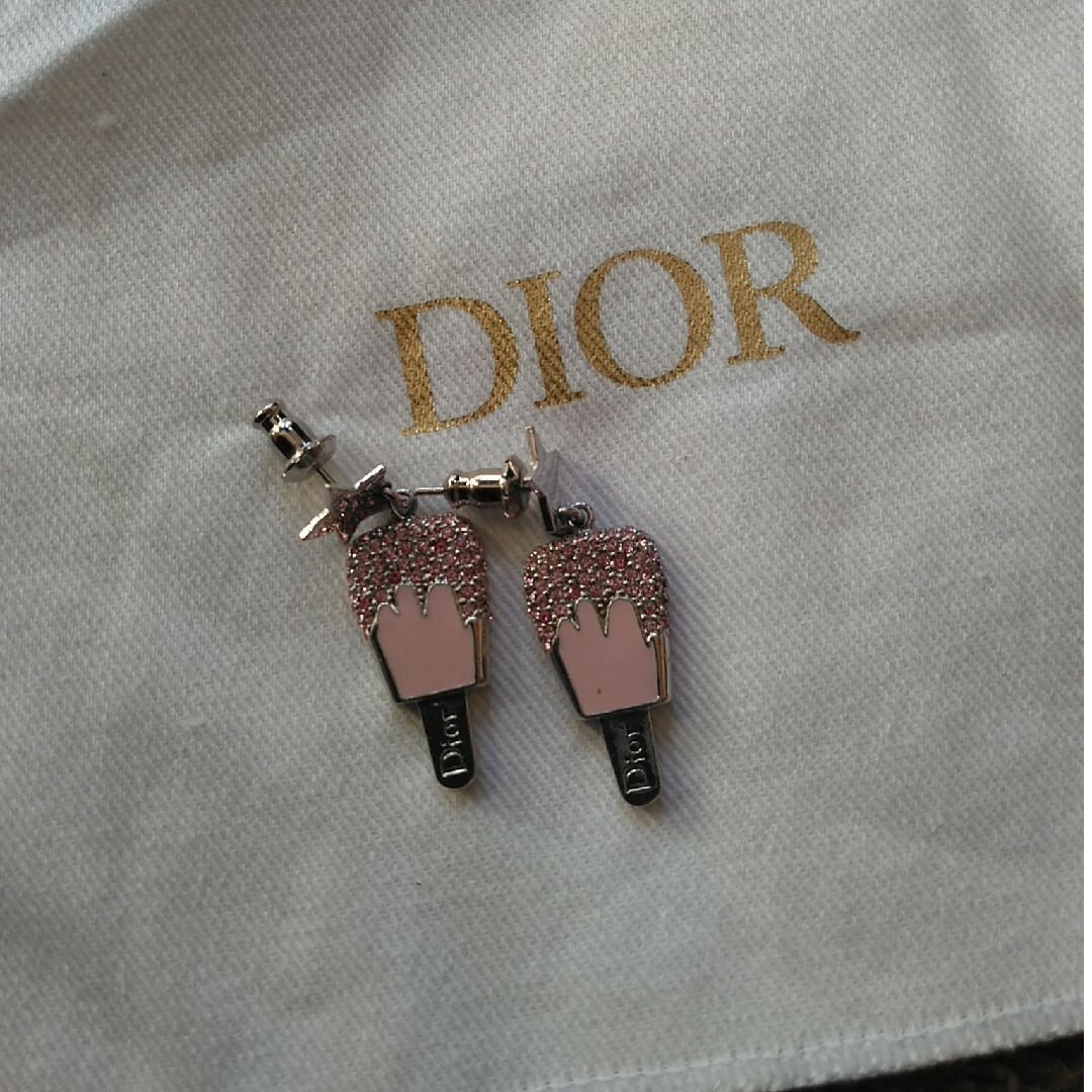 Christian　Dior アイスバー　ピアス　ラインストーン　ピンク　レア