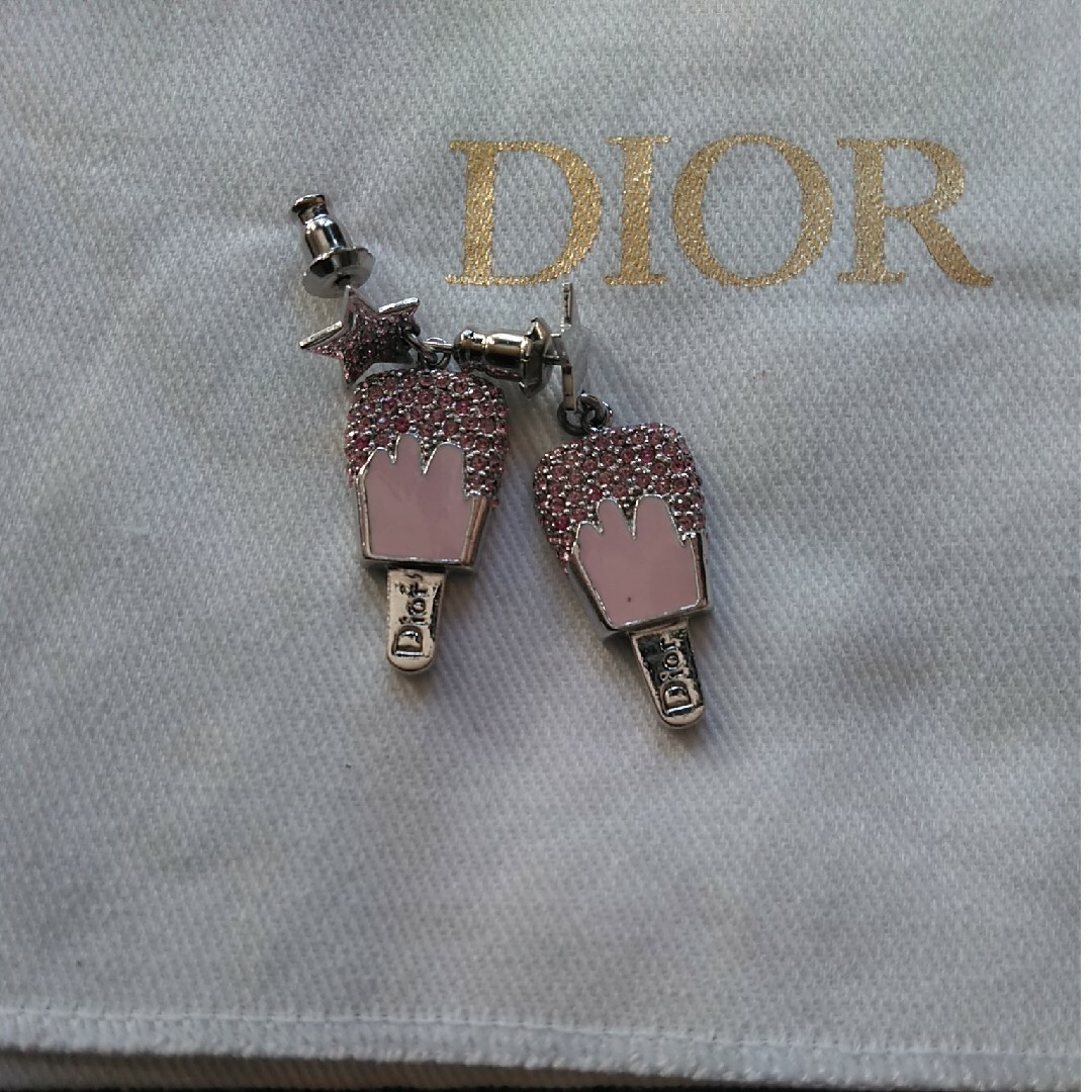 付属品Christian　Dior アイスバー　ピアス　ラインストーン　ピンク　レア