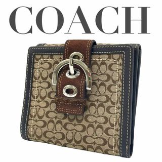 コーチ(COACH)の良品　COACH コーチ 二つ折り財布　コンパクト ミニシグネチャー　ブラウン(財布)