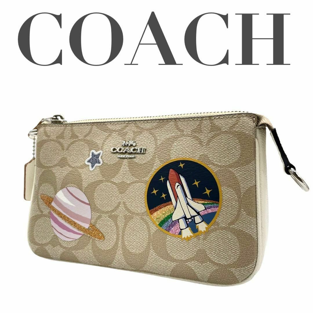 美品　COACH コーチ シグネチャー　PVC 小物入れ　化粧ポーチ　バニティ | フリマアプリ ラクマ