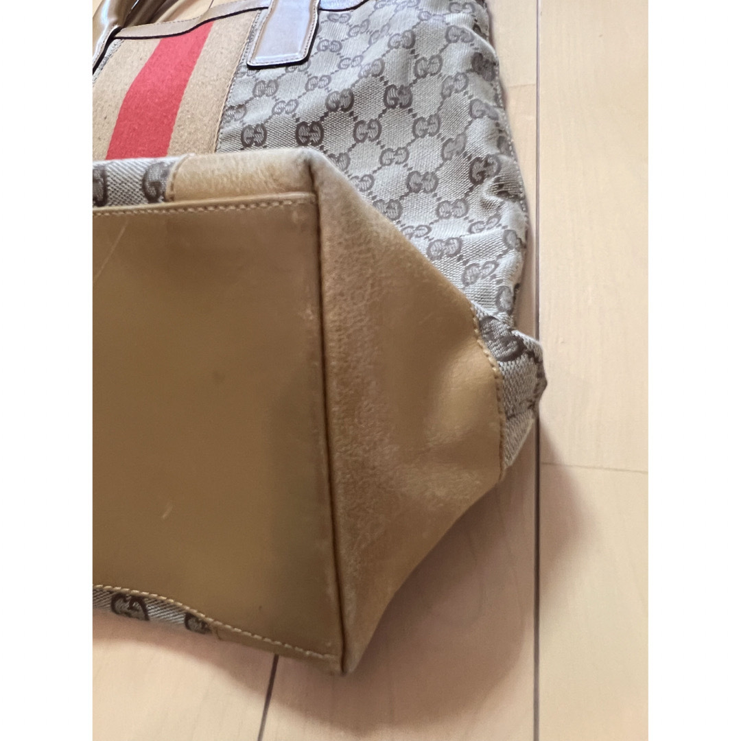 Gucci(グッチ)のGUCCI トートバッグ シェリーライン キャンバス レザー GG A4収納可能 レディースのバッグ(トートバッグ)の商品写真