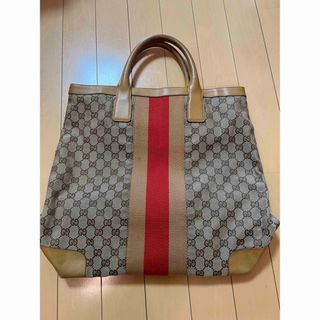 グッチ(Gucci)のGUCCI トートバッグ シェリーライン キャンバス レザー GG A4収納可能(トートバッグ)