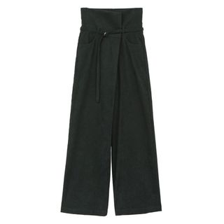 クラネ(CLANE)のCLANE WAIST BELT CORDUROY PANTSサイズ0グリーン(カジュアルパンツ)