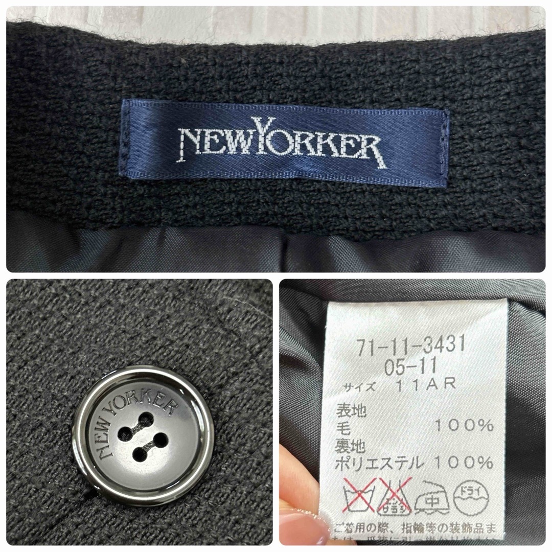 NEWYORKER【L】ひざ丈ワンピース♡ネイビー♡フォーマルドレス♡11AR