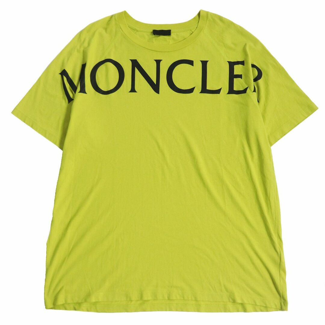 極美品□21SS MONCLER/モンクレール MAGLIA GIROCOLLO ロゴワッペン クルーネック 半袖 ロゴTシャツ/カットソー ライムグリーン L 正規品