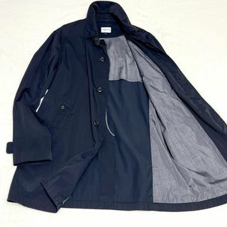 アルマーニ コレツィオーニ(ARMANI COLLEZIONI)のアルマーニコレツォーニ XL 黒 レザー飾り 高級 50 ステンカラーコート(ステンカラーコート)