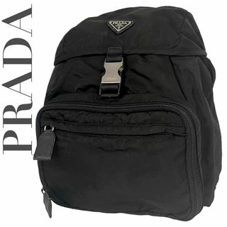 PRADA プラダ ナイロン ロゴプレート リュックサック ブラック レディース