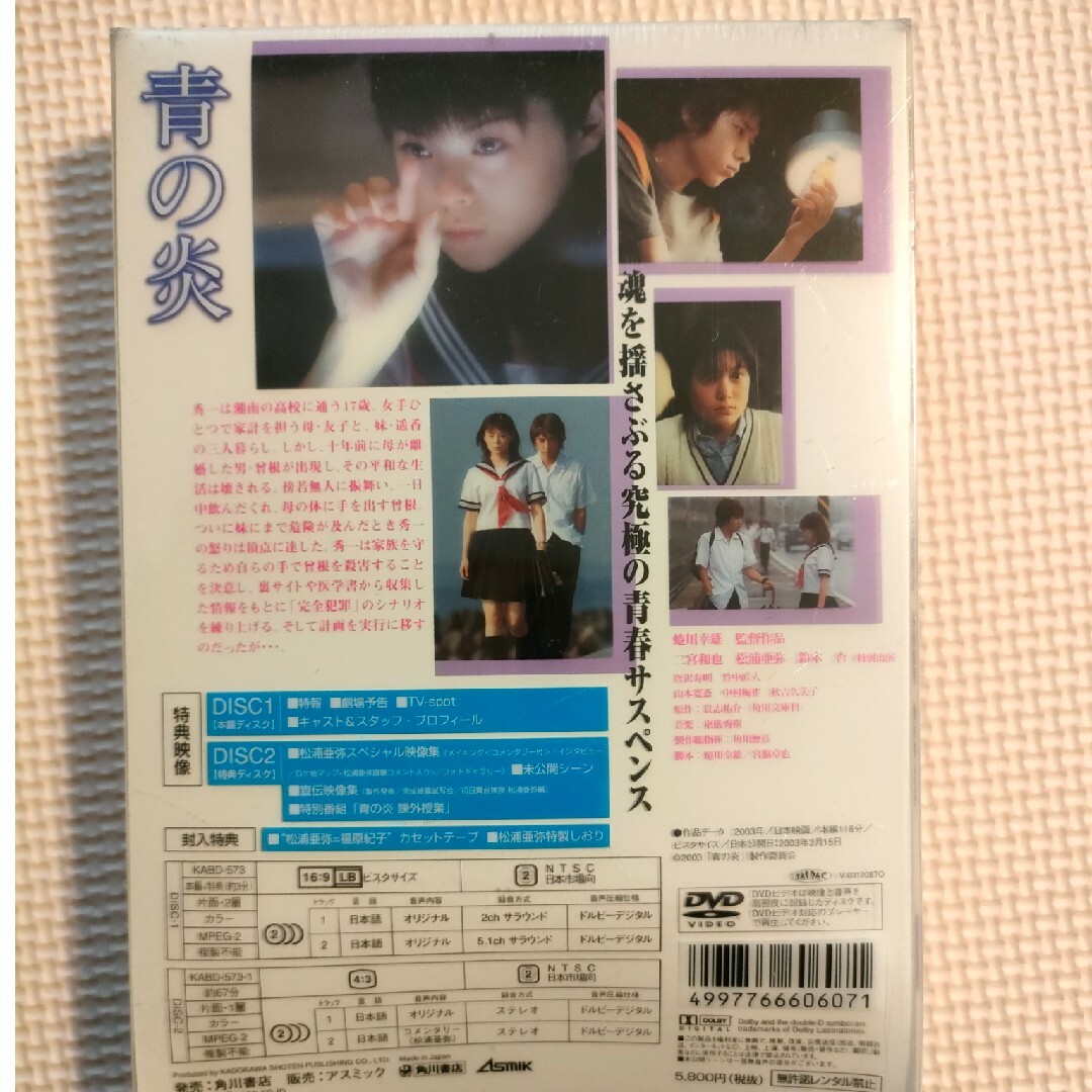 青の炎〈松浦亜弥コレクターズエディション〉 DVD エンタメ/ホビーのDVD/ブルーレイ(日本映画)の商品写真