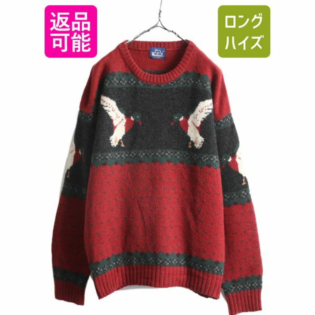 WOOLRICH - 80s ウールリッチ カモ 総柄 ウール 二ット セーター WOOLRICH - 80s ウールリッチ カモ 総柄 ウール 二ット セーター