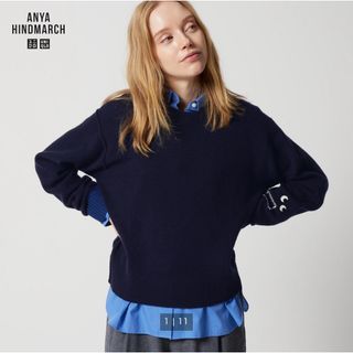 アニヤハインドマーチ(ANYA HINDMARCH)のUNIQLO アニヤハインドマーチ プレミアムラムクルーネックセーター(ニット/セーター)