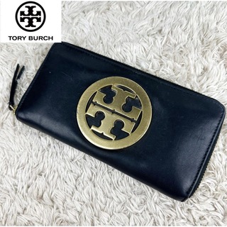 トリーバーチ(Tory Burch)の【大人気】トリーバーチ 長財布 ラウンドファスナー ブラック ゴールドロゴ(財布)