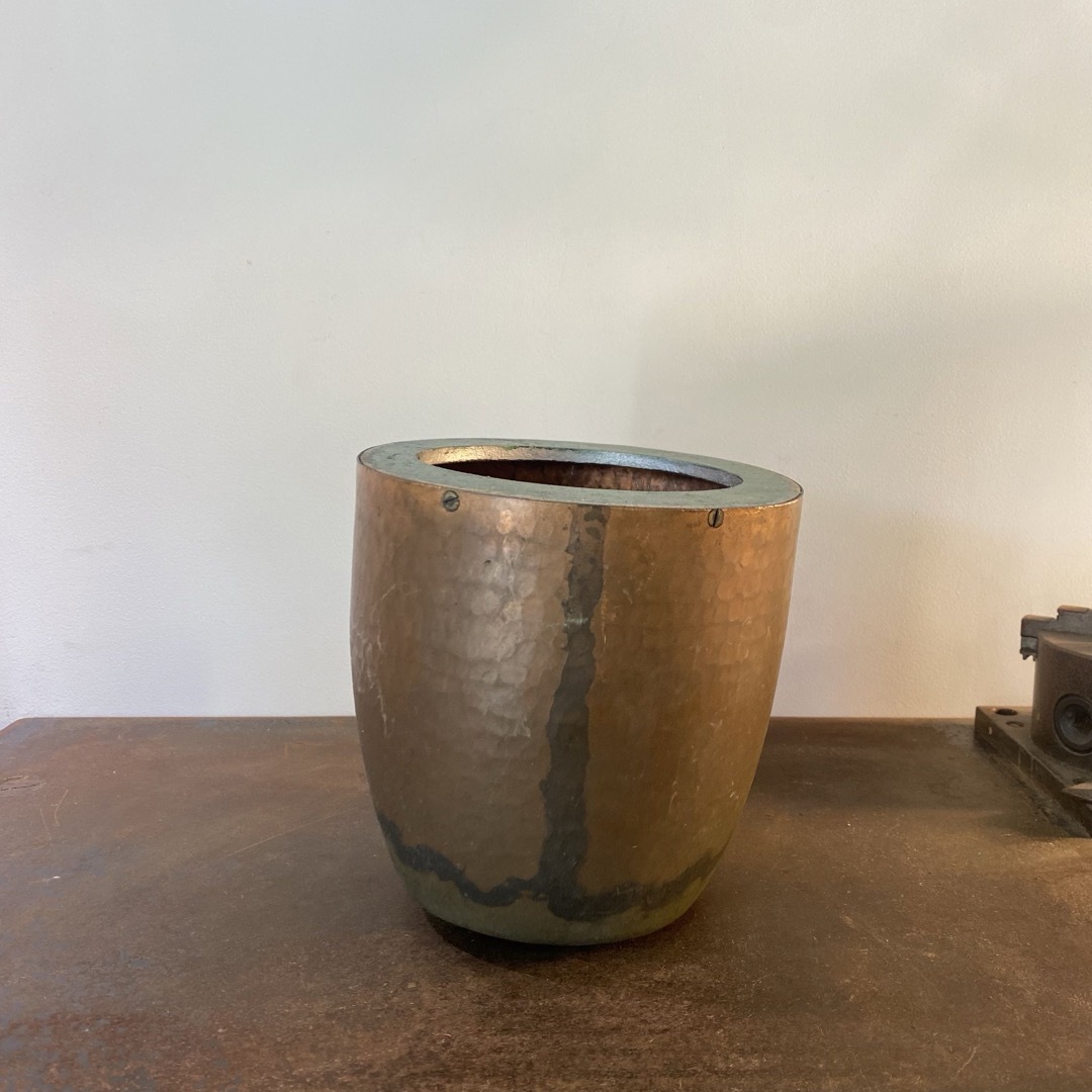 フラワー/ガーデン重厚な銅製の鉢カバー アンティーク プラントカバー