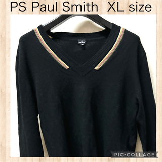 ポールスミス(Paul Smith)のPS ポールスミス　ウール ニット セーター　マルチカラー　ブラック　V字　XL(ニット/セーター)