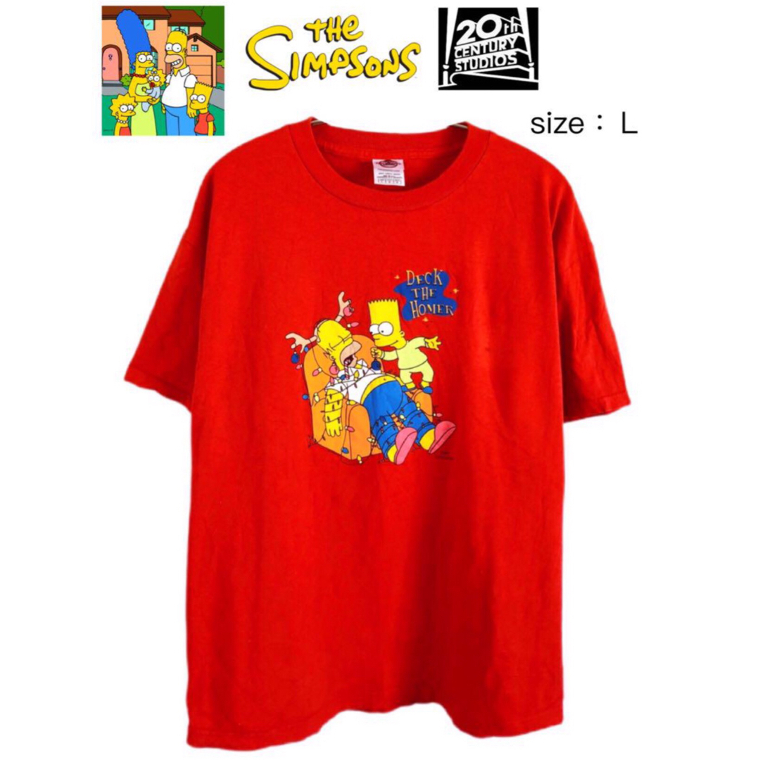 DELTA(デルタ)のザ・シンプソンズ　Tシャツ　L　赤　USA古着　オーバーサイズ メンズのトップス(Tシャツ/カットソー(半袖/袖なし))の商品写真