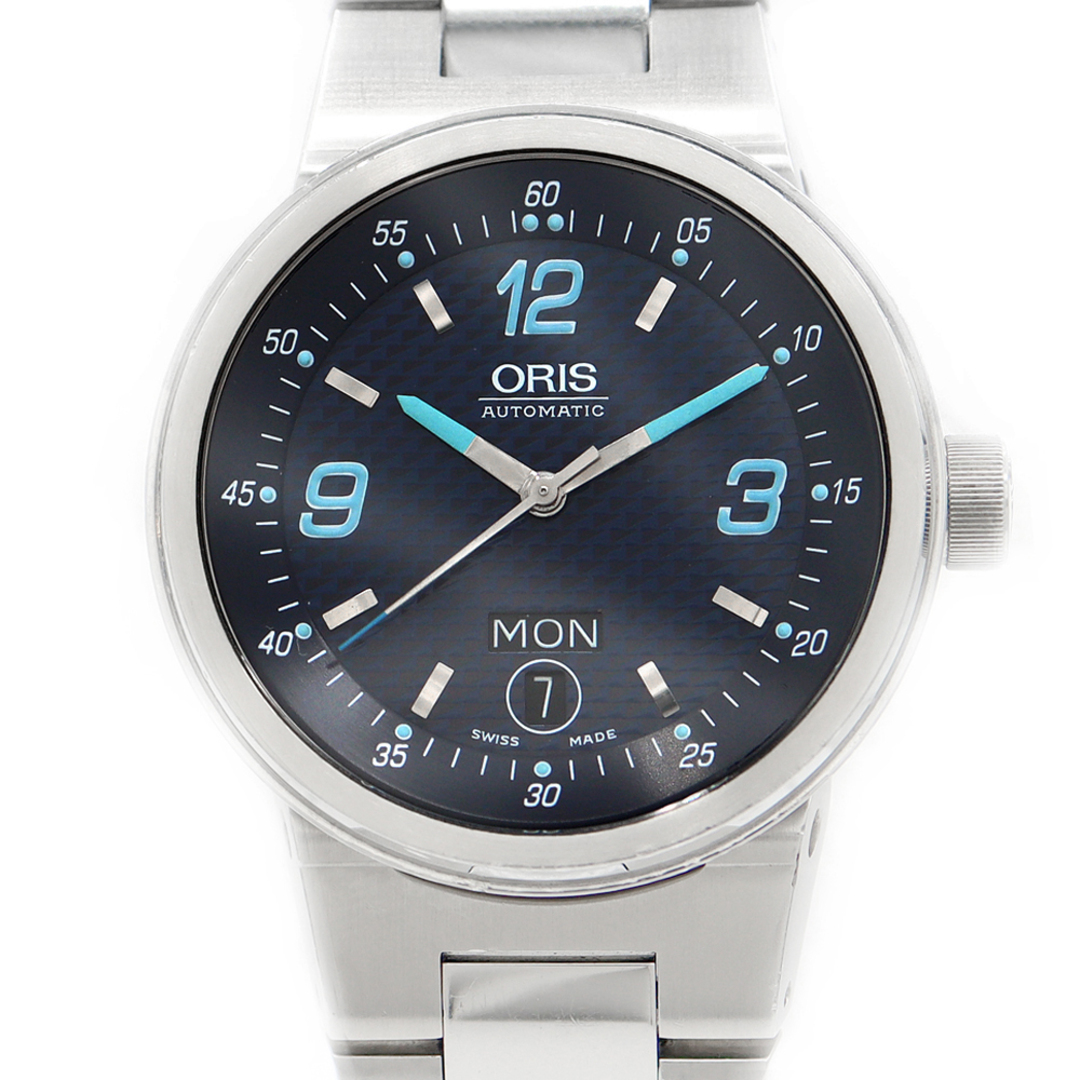 ORIS(オリス)の内部点検済 ORIS オリス ウィリアムズ F-1 635 7560 4165 デイデイト 裏スケ 50m防水 黒 ブラック 青 ブルー カーボン SS ステンレス メンズ 自動巻き【6ヶ月保証】【腕時計】【中古】 メンズの時計(腕時計(アナログ))の商品写真