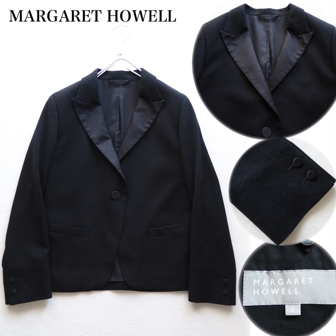 MARGARET HOWELL ウール テーラードジャケット タキシード 黒