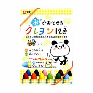 サクラクレパス(サクラクレパス)の12色12本セット　クレヨン　水で落とせる　太め　みつろう入り　ケース付き(知育玩具)