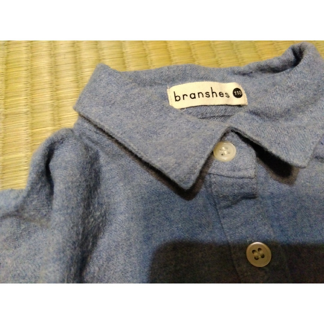 Branshes(ブランシェス)のbranshes　起毛デニムシャツ　110　袖バルーン キッズ/ベビー/マタニティのキッズ服女の子用(90cm~)(ブラウス)の商品写真