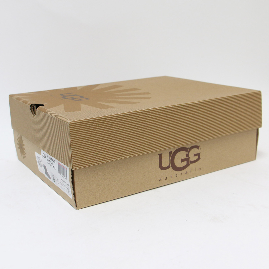 UGG(アグ)のUGG アグ ブーツ ムートンブーツ ショート シューズ 靴 グレー 23.0cm フラット  リボン MINI BAILEY KNIT BOW ミニ ベイリー ニット ボウ ボア スエード レザー 本革【レディース】【中古】 レディースの靴/シューズ(ブーツ)の商品写真