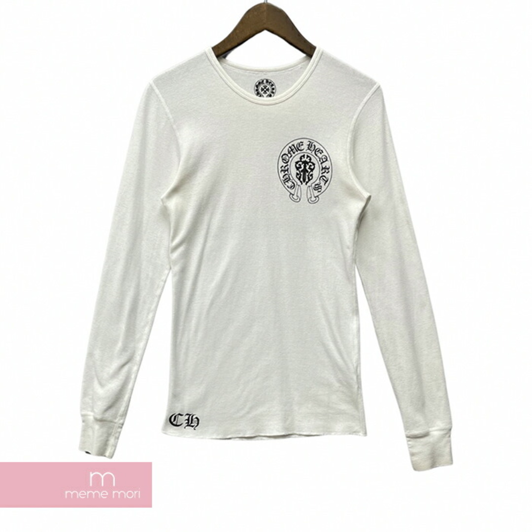 CHROME HEARTS American Flag Thermal L/S Tee クロムハーツ アメリカンフラッグサーマルロングスリーブTシャツ  長袖カットソー ロンT バック星条旗プリント ホースシュー ヴァインダガー ワッフル カットオフ ホワイト ...