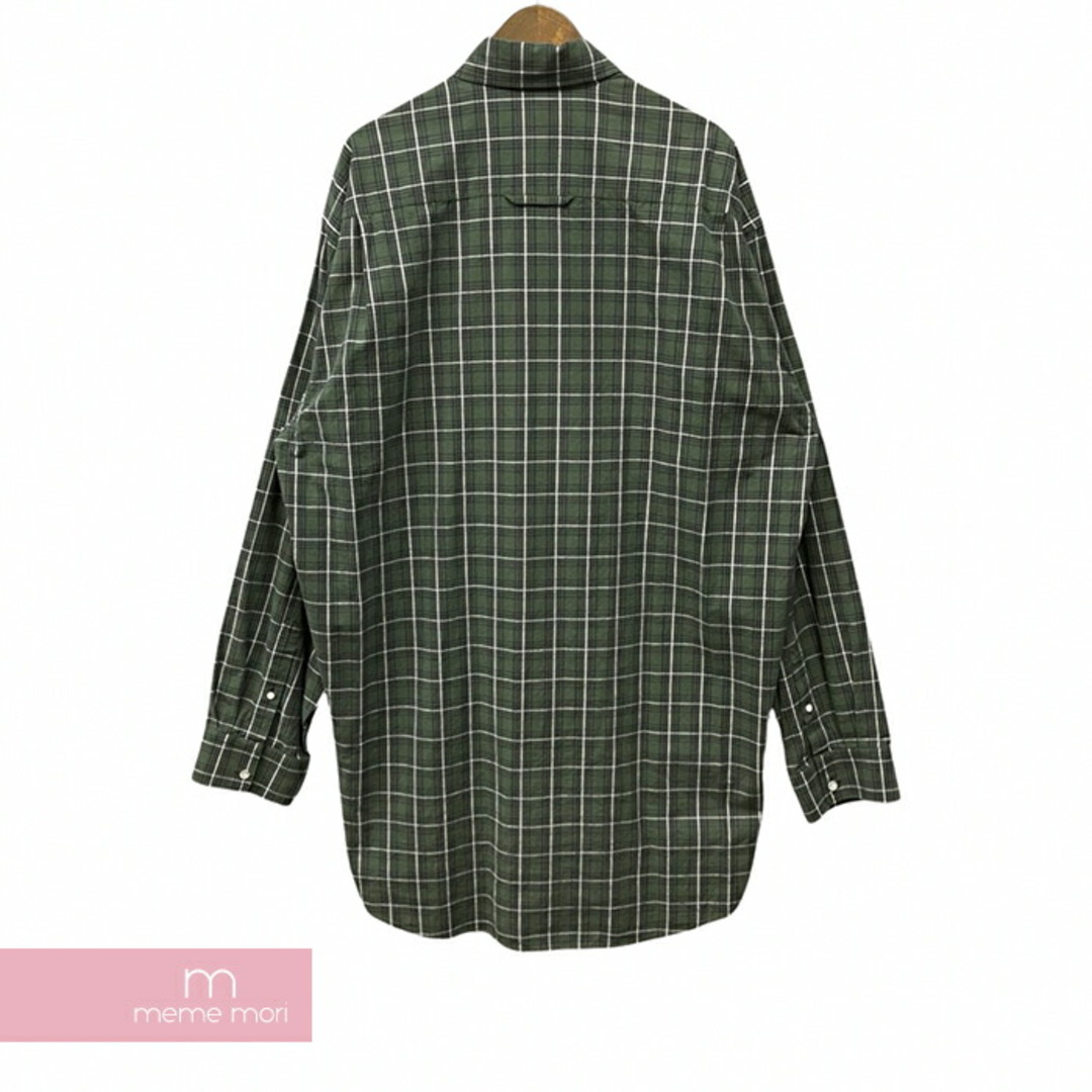 Balenciaga(バレンシアガ)のBALENCIAGA 2021AW Orversize Shirt 675497 TLM03 バレンシアガ オーバーサイズシャツ チェック ボタンダウン 長袖 オリーブグリーン サイズ2【231122】【中古ｰB】【me04】 メンズのトップス(シャツ)の商品写真