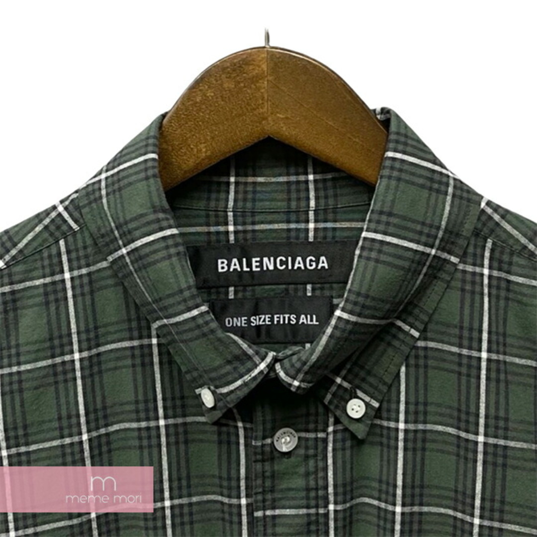 Balenciaga(バレンシアガ)のBALENCIAGA 2021AW Orversize Shirt 675497 TLM03 バレンシアガ オーバーサイズシャツ チェック ボタンダウン 長袖 オリーブグリーン サイズ2【231122】【中古ｰB】【me04】 メンズのトップス(シャツ)の商品写真