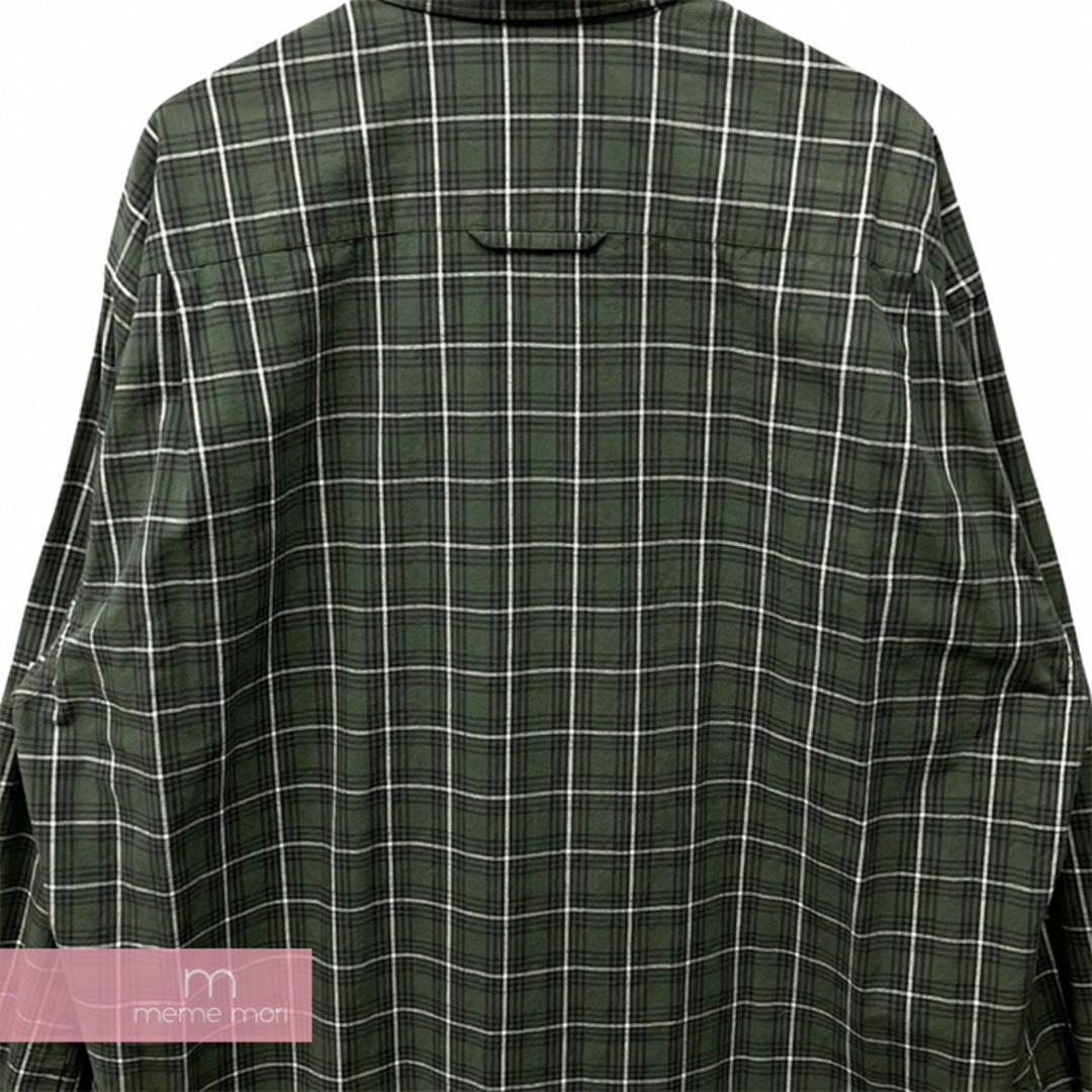 Balenciaga(バレンシアガ)のBALENCIAGA 2021AW Orversize Shirt 675497 TLM03 バレンシアガ オーバーサイズシャツ チェック ボタンダウン 長袖 オリーブグリーン サイズ2【231122】【中古ｰB】【me04】 メンズのトップス(シャツ)の商品写真