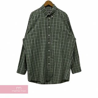 バレンシアガ(Balenciaga)のBALENCIAGA 2021AW Orversize Shirt 675497 TLM03 バレンシアガ オーバーサイズシャツ チェック ボタンダウン 長袖 オリーブグリーン サイズ2【231122】【中古ｰB】【me04】(シャツ)